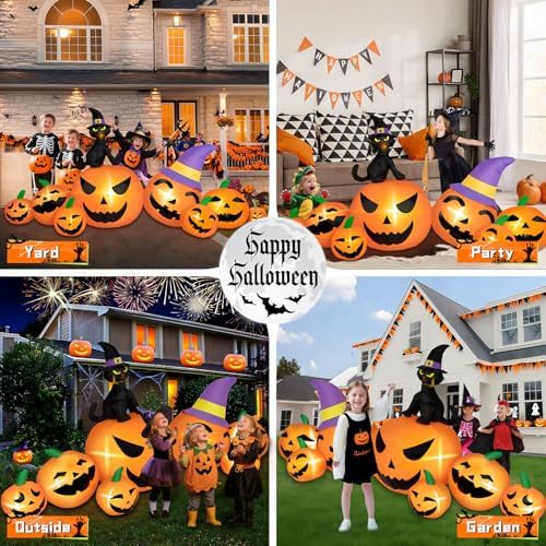 8FT Long Halloween Inflatables Pumpkin Outdoor Decorations, 7 Blow Up Pumpkin...