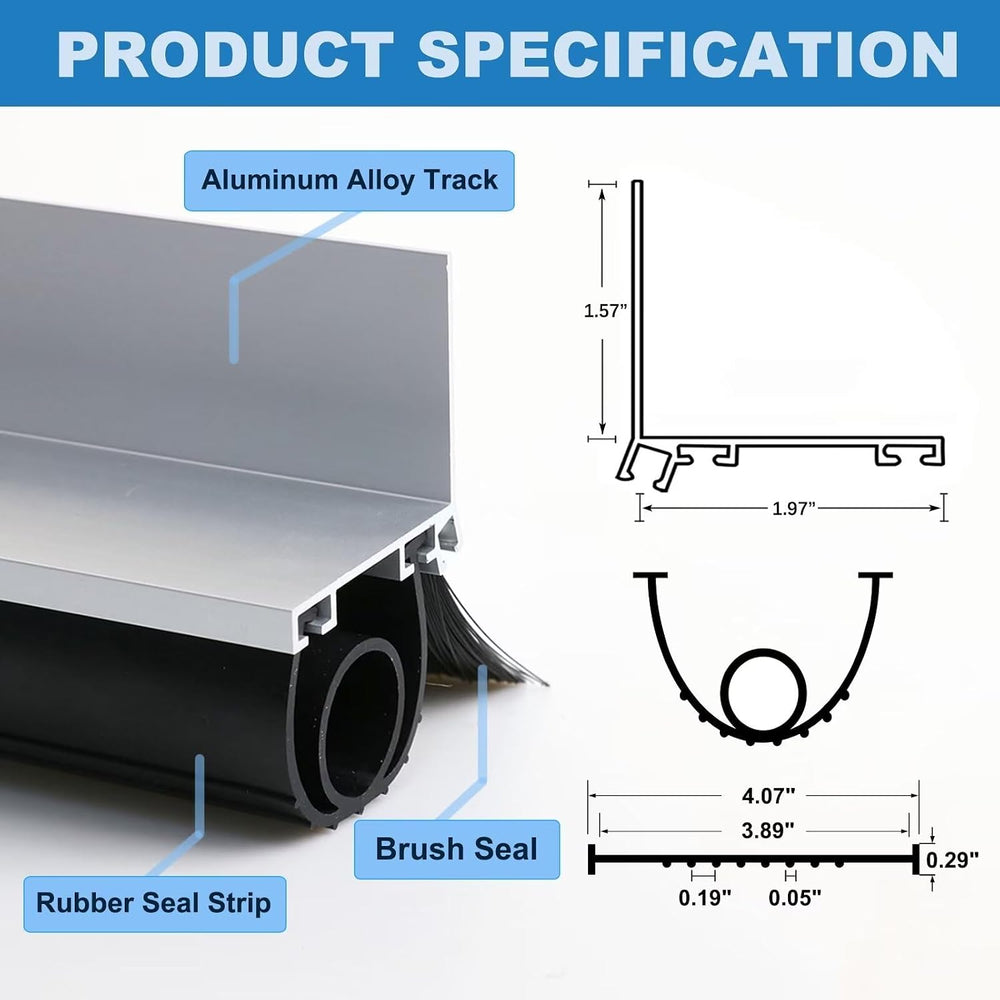 Duzzy Universal Garage Door Seals Kit, Weatherproofing Bottom Rubber with Bru...