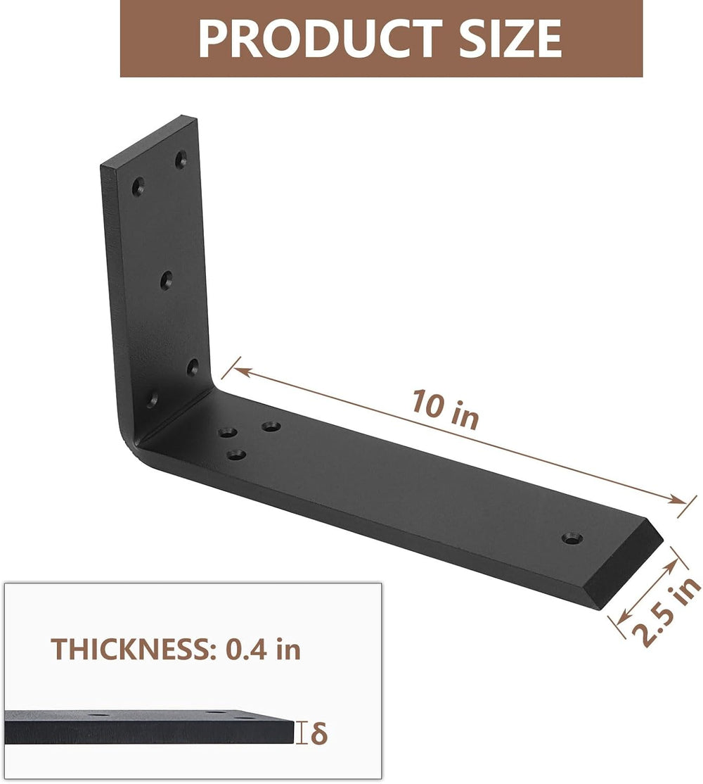 LCGP Countertop Support Brackets, 3-Pack 10" Solid Heavy Duty Steel Hidd...