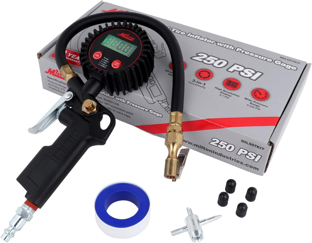 Milton 507KIT Digital Tire Inflator Car Accessories w/Accurate Air Tire Press...