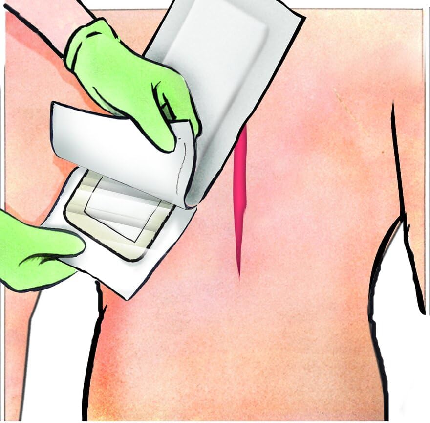 Medline Stratasorb Waterproof Adhesive Island Wound Dressings, 4 x 10 Inches,...