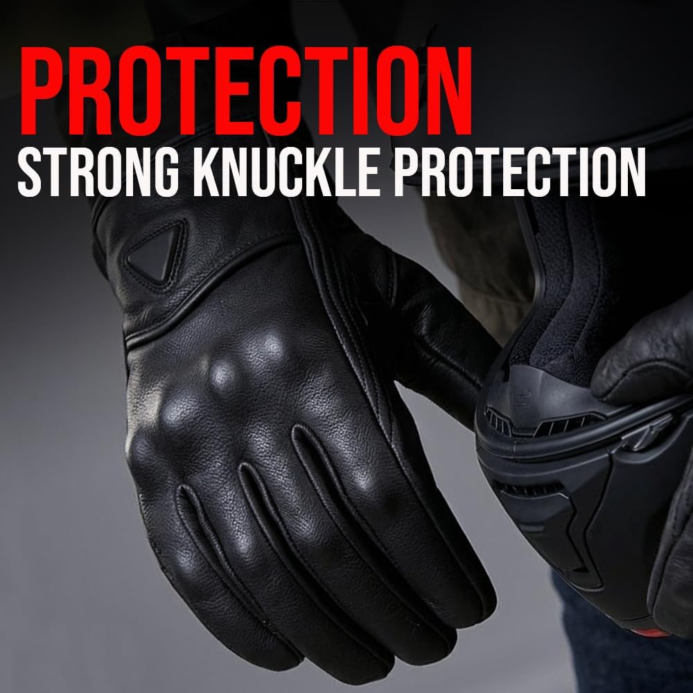 COMMUTER Motorcycle Gloves Premium Leather for Men Motorbike Riding Gloves