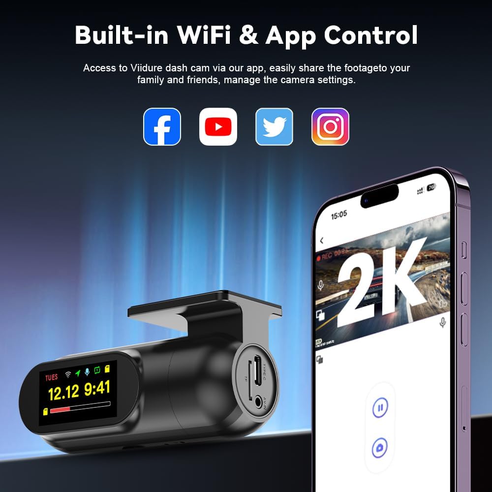 Dash Cam Front with 32G SD Card, CHORTAU 2K FHD Car Driving Recorder 1.47'...