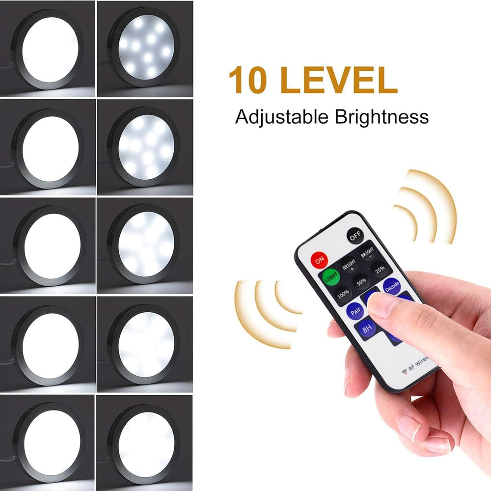 AIBOO Linkable Under Cabinet LED Lighting 12V Dimmable Puck Lights with Wirel...