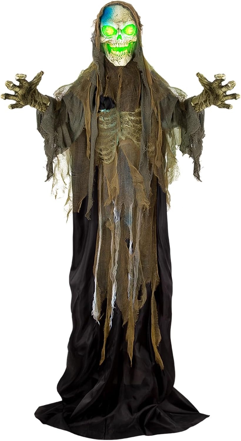 72” Halloween Animatronics Standing Skeleton with Sound & Touch Activated