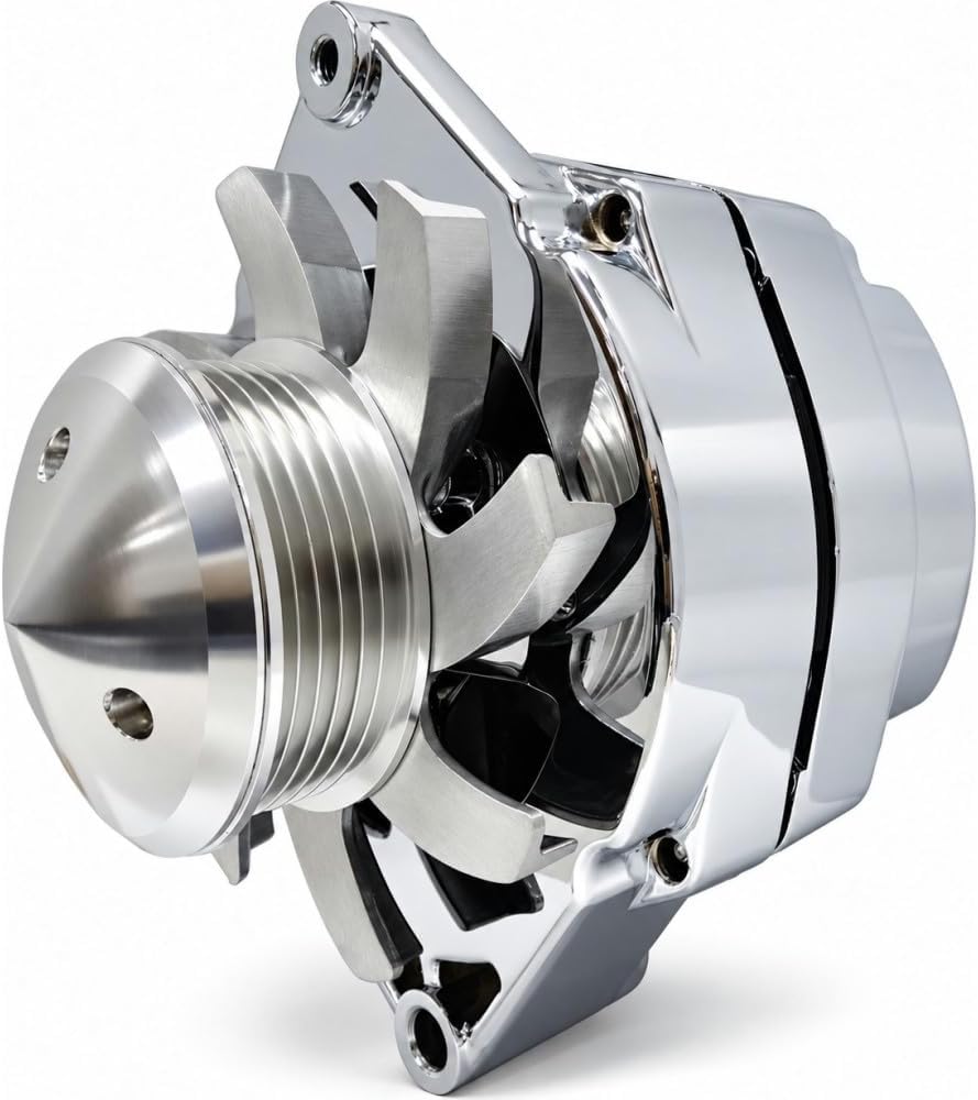 RAREELECTRICAL 150A Chrome Billet Alternator Fits 6 Groove Belt 17295