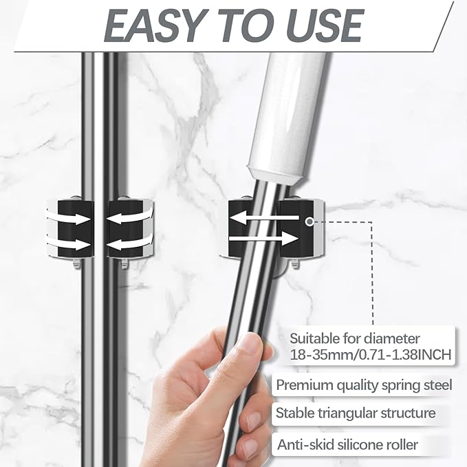3-H Broom Hanger, Mop Holder Wall Mount 30 Pack, Broom Holder Wall Mount