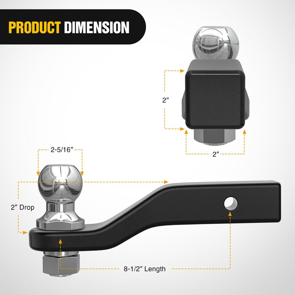 Nilight Forged Trailer Hitch Mount with 2-5/16" Ball | Fits 2 Inch Recei...