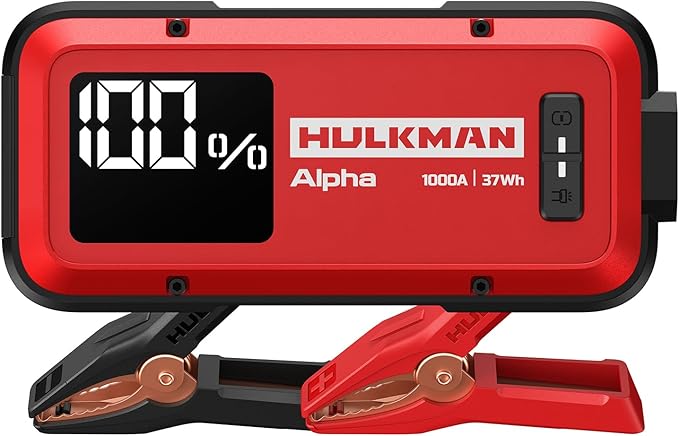 Hulkman Alpha, Ultra Red, 1000A 37Wh Battery Jumper Starter Portable, 12V