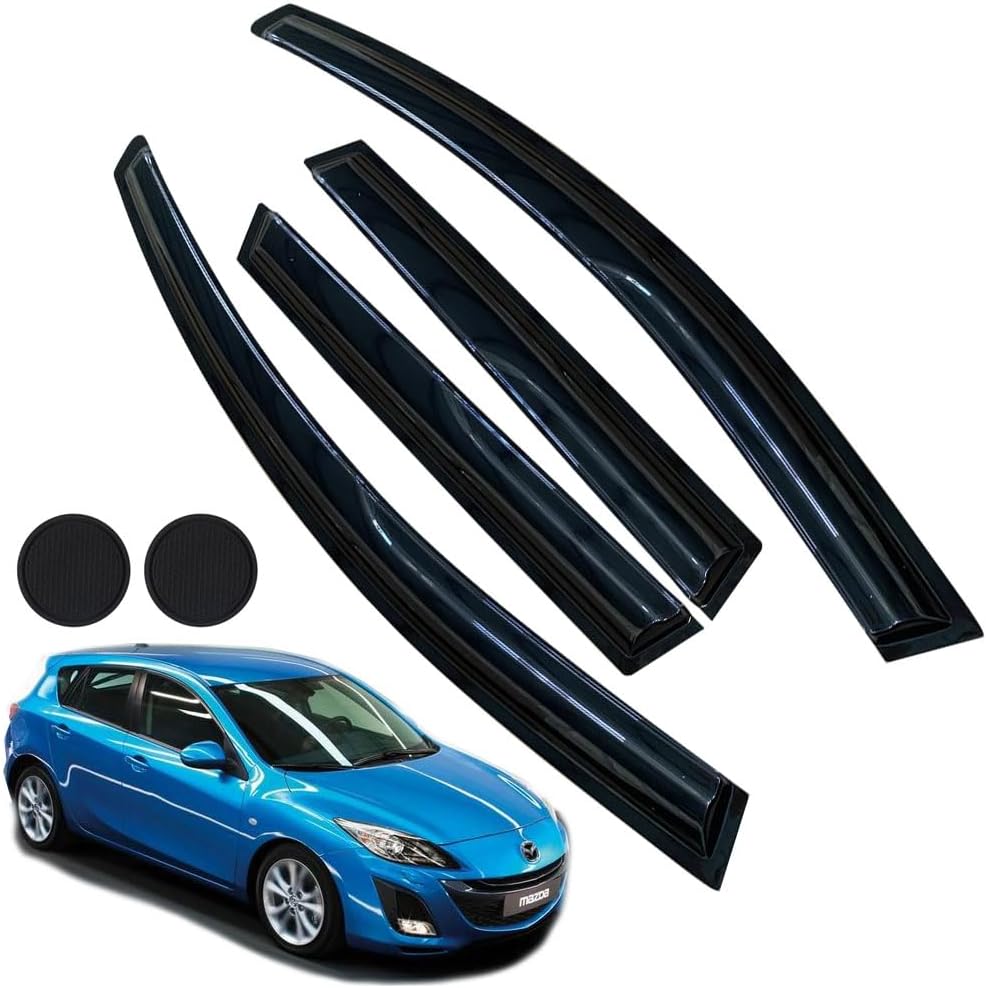 Rain Guards for Mazda 3 Hatchback 2010-2013, Tape-on Side Window Deflectors f...