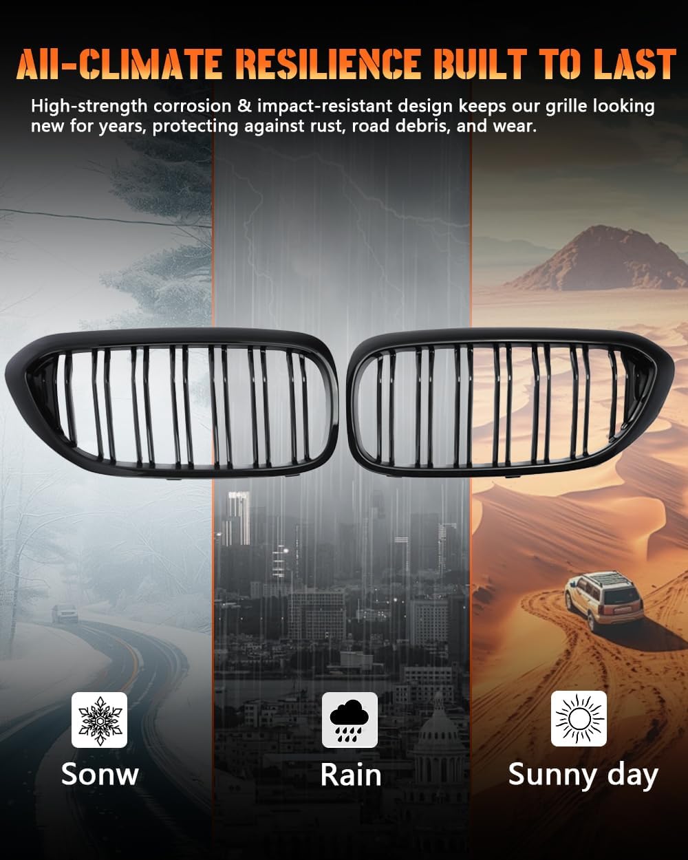 Double Slats Gloss Black Front Grill Compatible with 2012-2018 BMW 3 Series F...