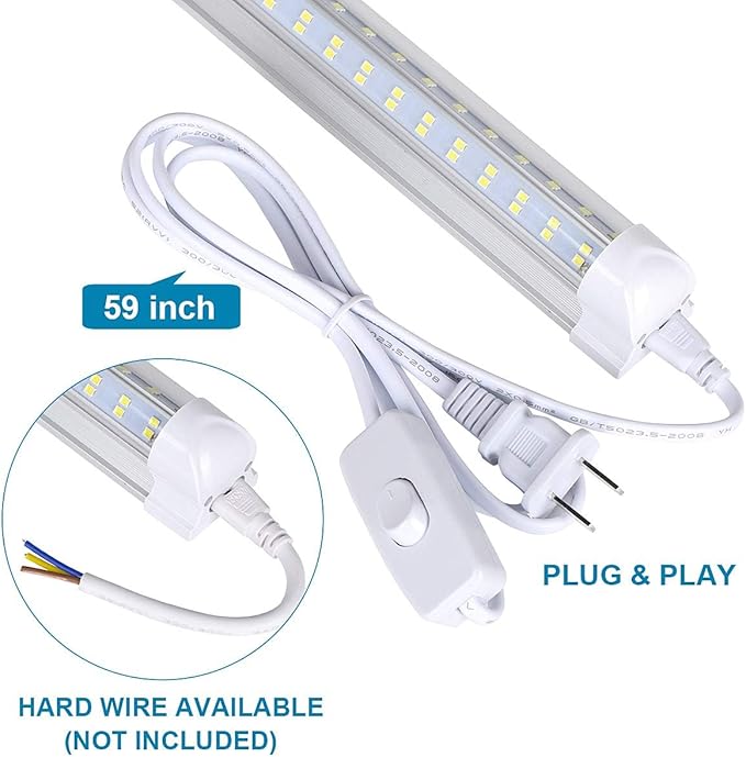 4FT LED Shop Light, 25 Pack, 60W 6000K 9500LM Clear White, Linkable Integrated