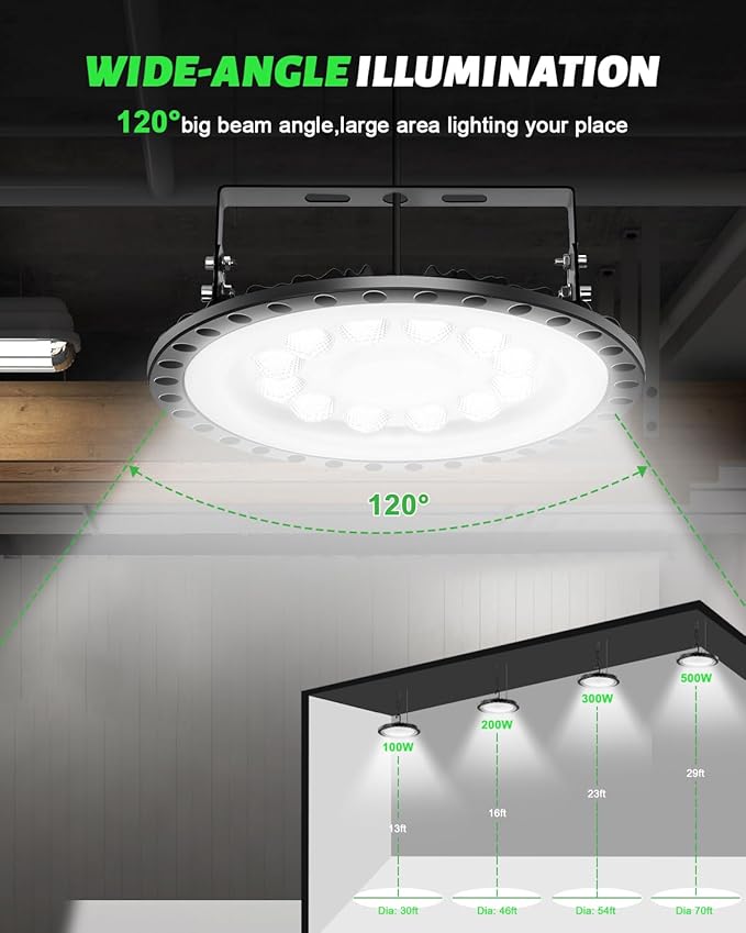 Viugreum High Bay LED Shop Lights, 200W UFO LED High Bay Light 20, 000LM 120V...