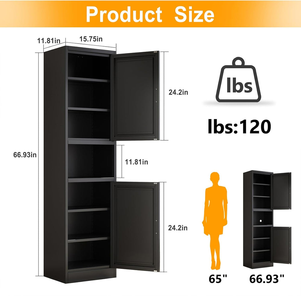 Tall Narrow Storage Cabinet 66.93" H Tall Bathroom Cabinet Metal Pantry ...