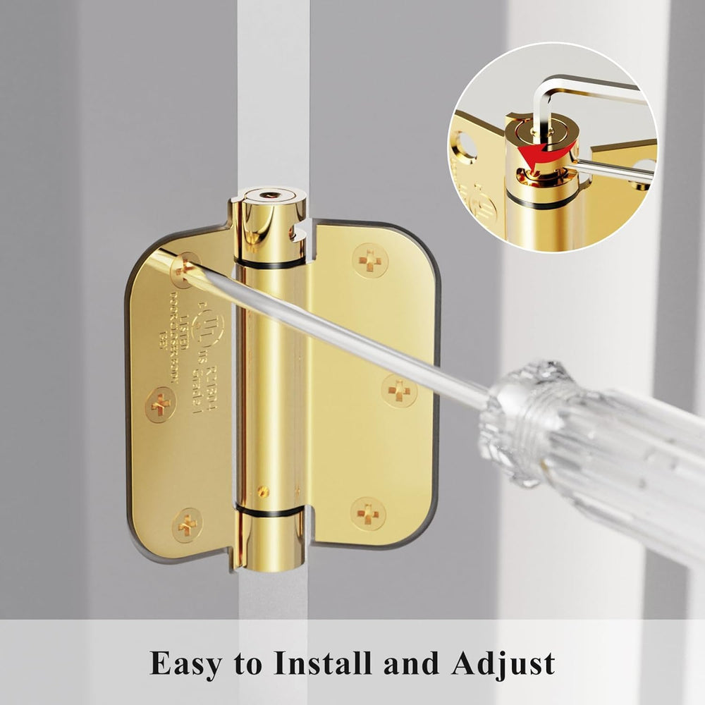 Sophia 4 Pack Self-Closing Door Hinge 3.5 Inch Rounded 5/8 Radius, Spring Loa...