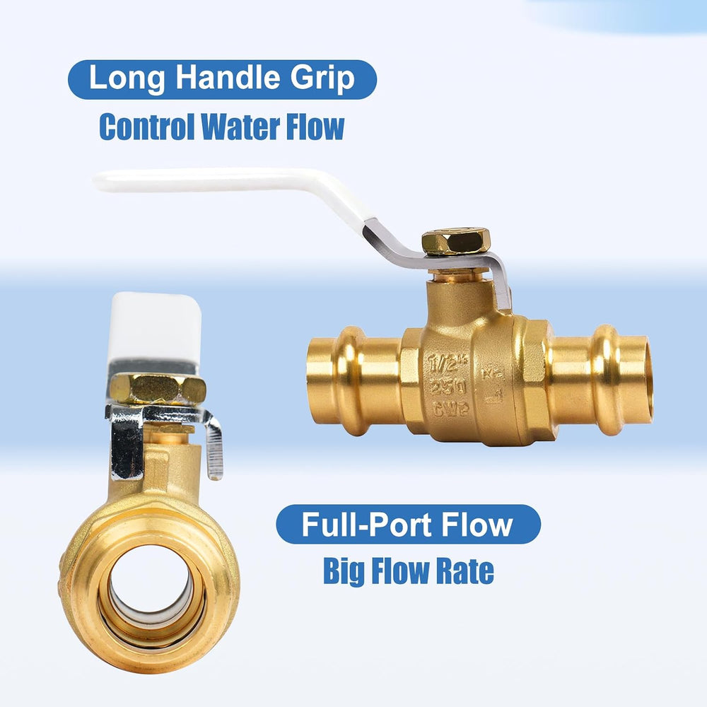 5PCS 1/2" ProPress Brass Ball Valve Press-Fit Ball Valve Fittings to Pre...