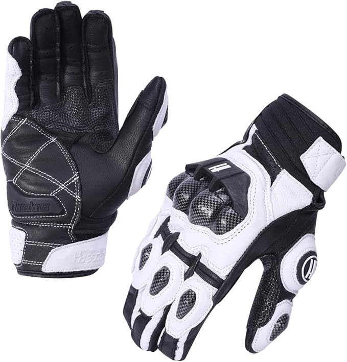 Harssidanzar Breathable Leather Motorcycle Gloves Touchscreen