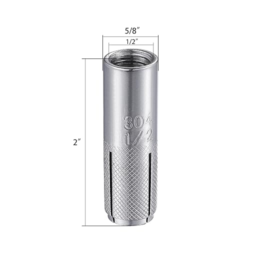 Wensilon 1/2"-13 Premium Stainless Steel Drop in Anchors Assortment, Knu...