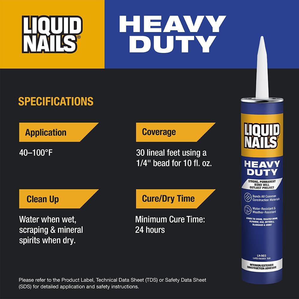 Liquid Nails Heavy Duty 28 oz. Tan Latex-Based Construction Adhesive Low VOC,...