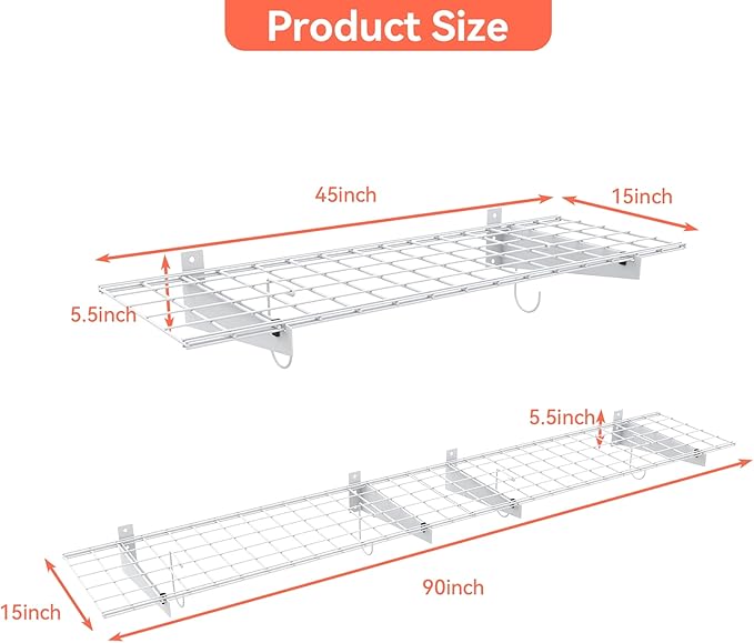 TORACK 2 Pack Garage Storage Wall Shelves