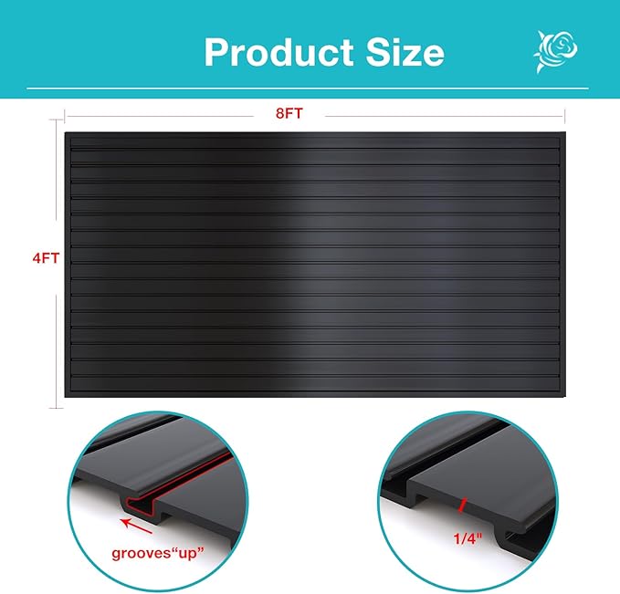 NeatiEase Slatwall Panel Wall Storage Systems, 4 x 8ft Slat Wall Paneling