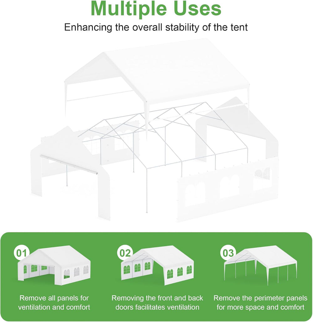 Party Tent 20’ x 20’ Outdoor Canopy Tent w/Removable Sidewall