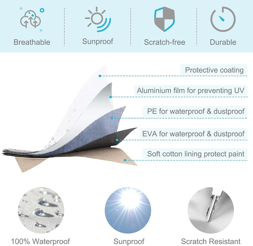600D Marine Grade Fade and Tear Resistant Dinghy Cover, Silver 9.5'-10.5&...