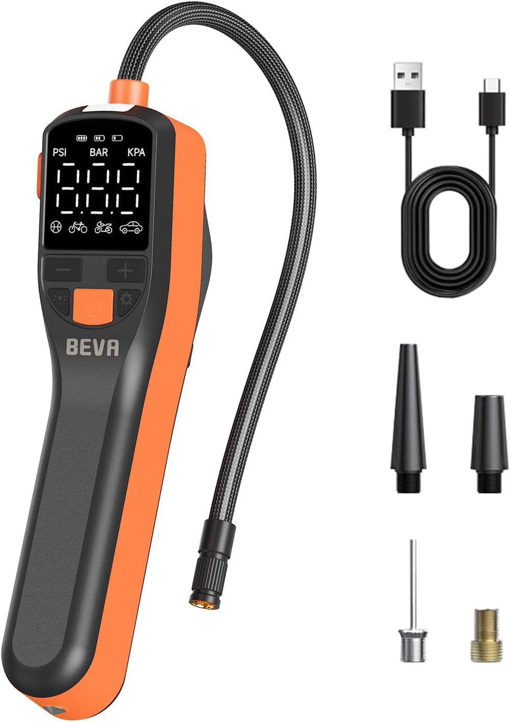 BEVA CAP02 Tire Inflator Portable Air Compressor, Fast Inflation Bike Pump wi...