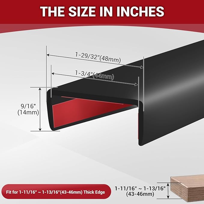Rubber Edge Trim, Flexible Self-Adhesive U Shaped Peel and Stick Edge Banding