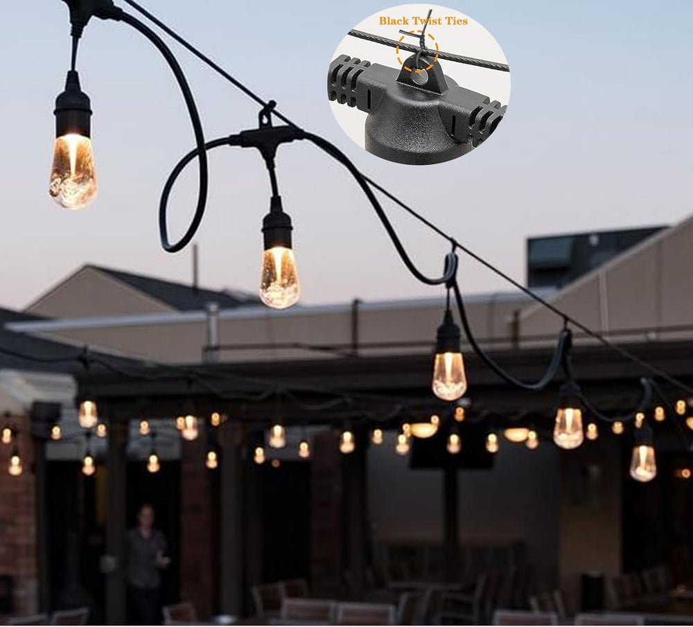 Outdoor String Light Hanging Kit,164 FT Black Vinyl -Coated Wire Rope Cable