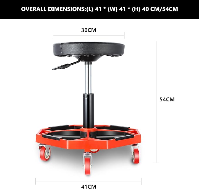 DNA MOTORING TOOLS-00253 Adjustable Height Pneumatic Garage Seat Rolling