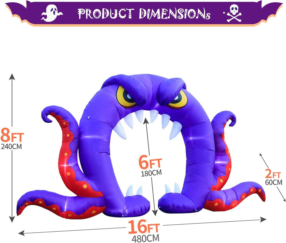 DomKom Halloween Inflatable Blow Up Decorations, 16FT Long 8FT Tall Purple Mo...