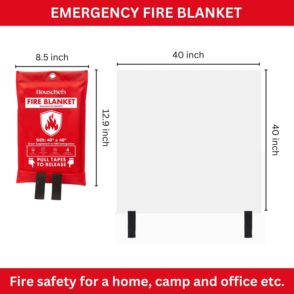 Emergency Fire Blanket for Home & Kitchen, Fiberglass Fire Suppression Bl...