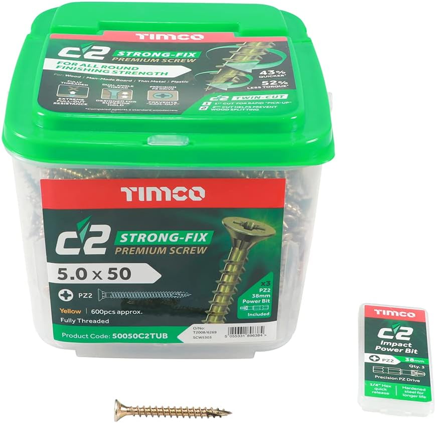 TIMCO - C2 Strong-Fix Multi-Purpose Premium Screws - PZ - Double Countersunk ...