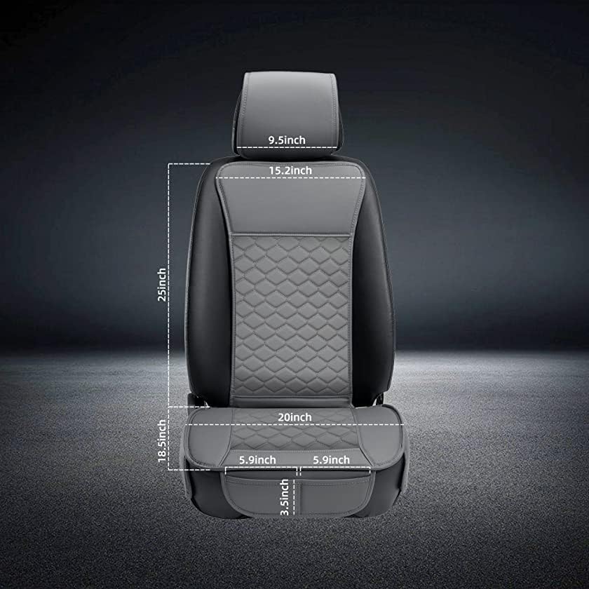 Elantrip Leather Car Seat Covers Front 2PC Waterproof Universal Fit Gray
