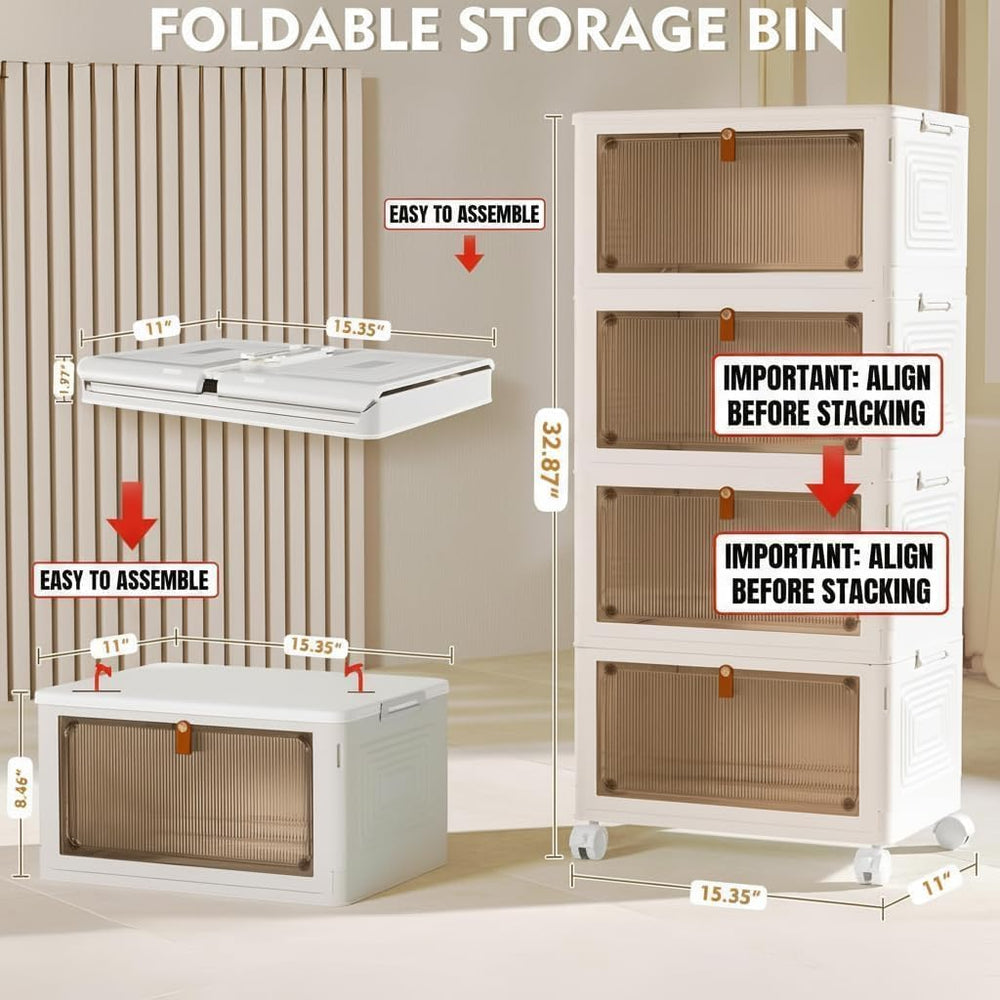 YFXCVSL 4 Tier Plastic Storage Bins with Lid 23.5QT, Stackable Storage Bins
