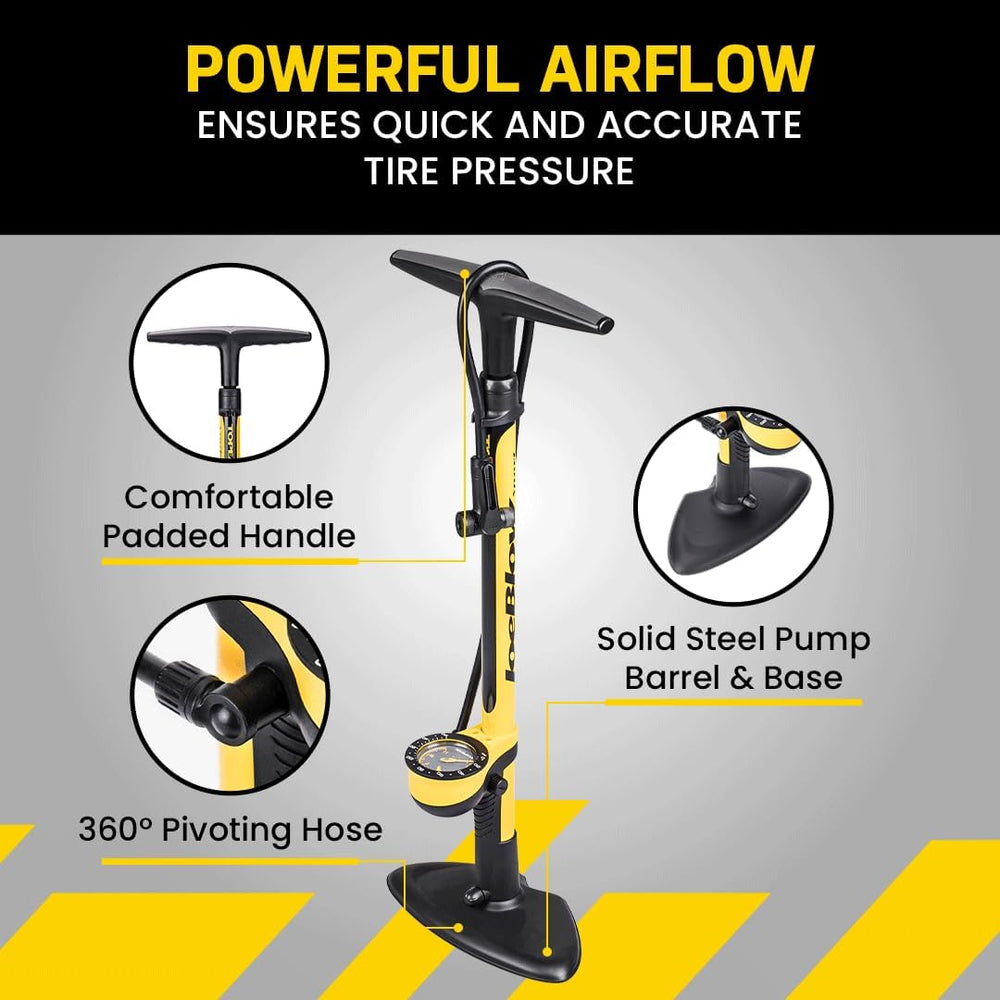 Topeak JoeBlow Sport III Bike Floor Pump, 160 psi, 3-in Gauge, TwinHead