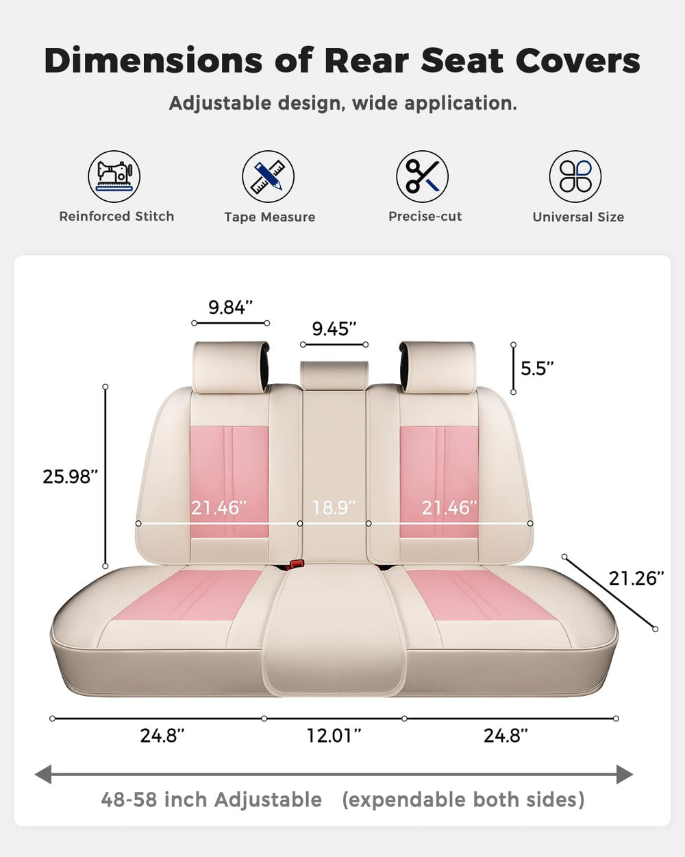 Huidasource Universal Fit Seat Covers for Most Cars SUV Trucks, Beige&Pink