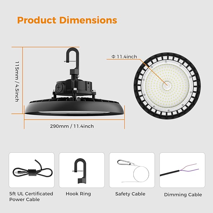 High Bay Lights LED UFO Light 240W LED Shop Lights 6000K IP65 Commercial Bay