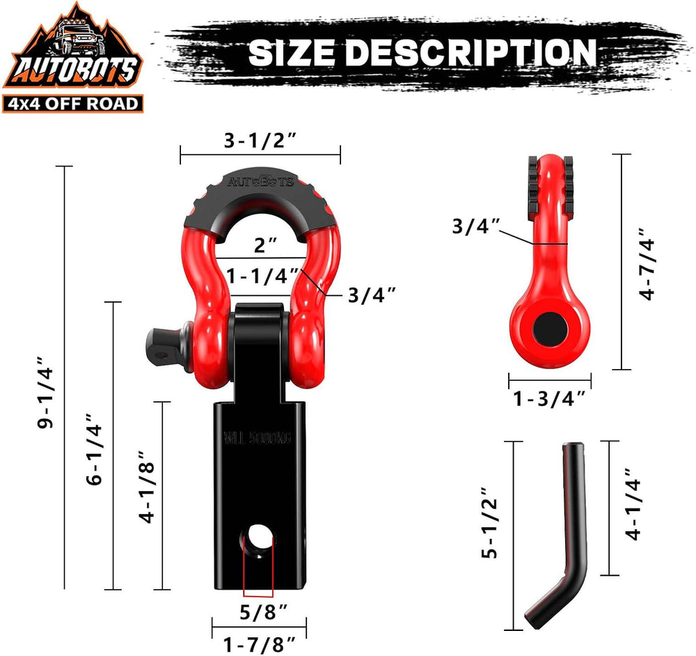 AUTOBOTS Tow Hitch Receiver 2" Shackle Hitch Receiver Red
