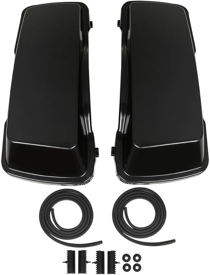 XFMT Unpainted 5" Stretched Extended Hard Saddlebags Dual Exhaust Compat...