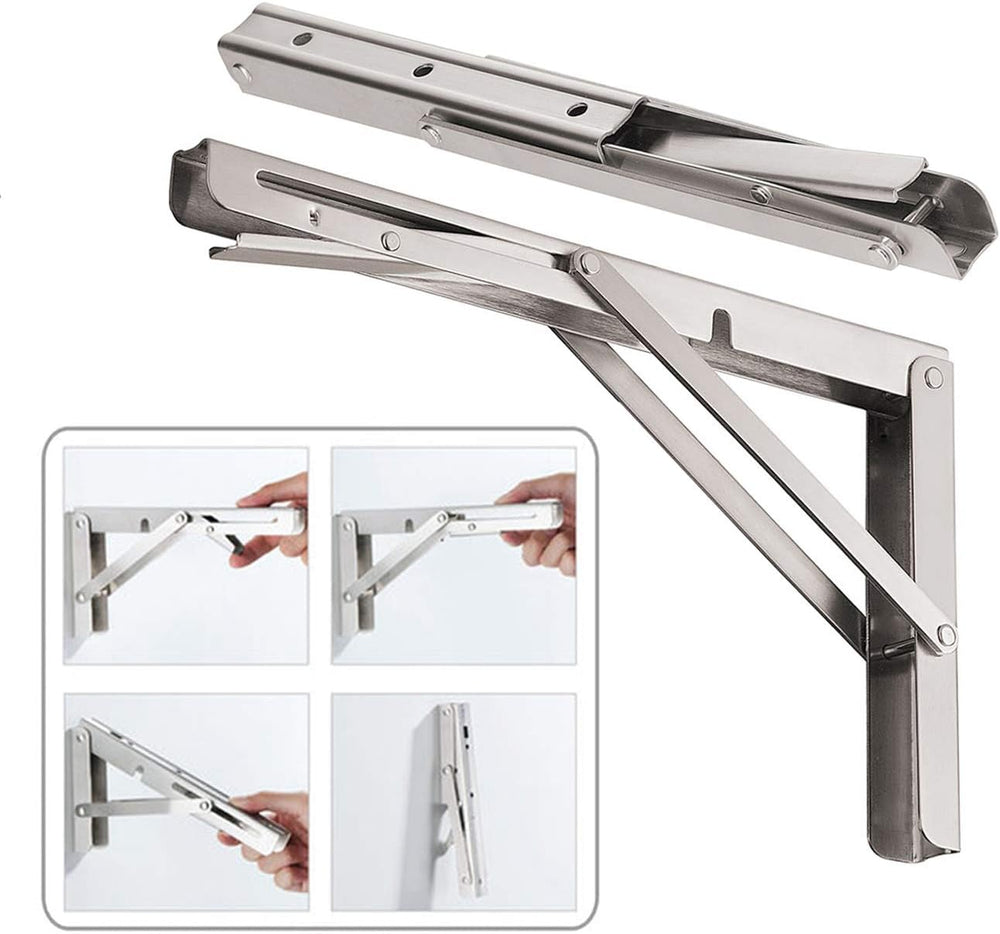 CLT 24'' Folding Shelf Brackets Max. Load 440 lb, Heavy Duty Stainles...