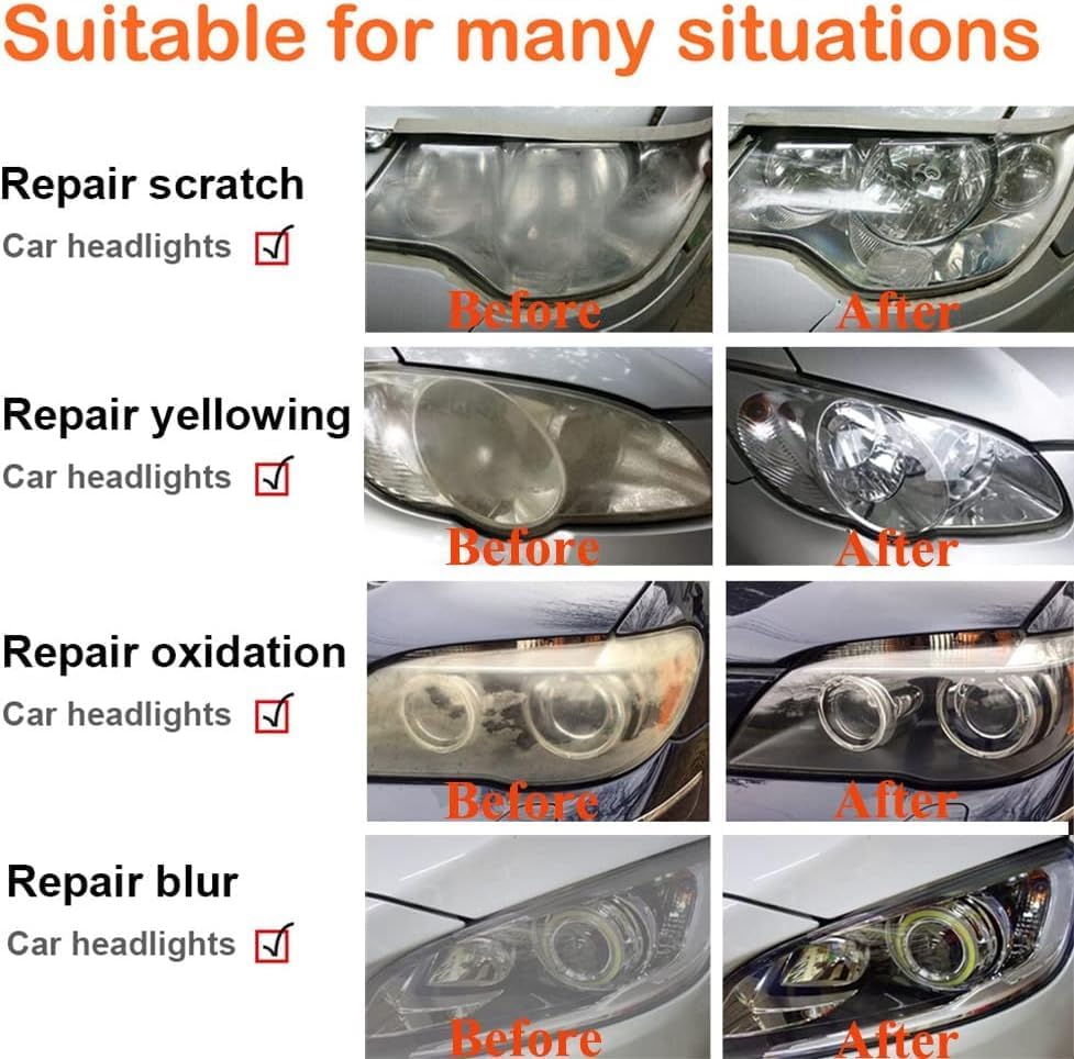 800g Headlight Restoration Kit,Car Headlight Glass Scratch Renovation Tool,Au...