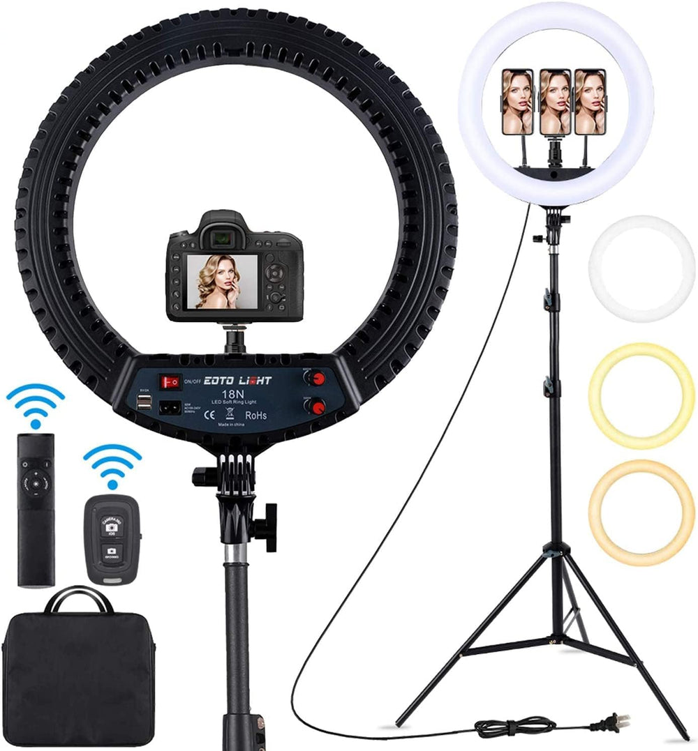 18 inch LED Ring Light with Tripod Stand Dimmable Makeup Selfie Ring Light fo...