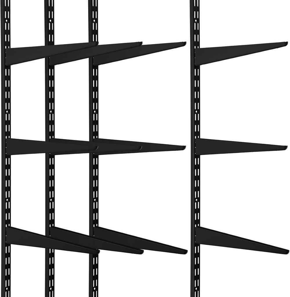 Colingmill 16 Pcs 2 Track Upright Wall Shelving System Shelf Bracket, Black