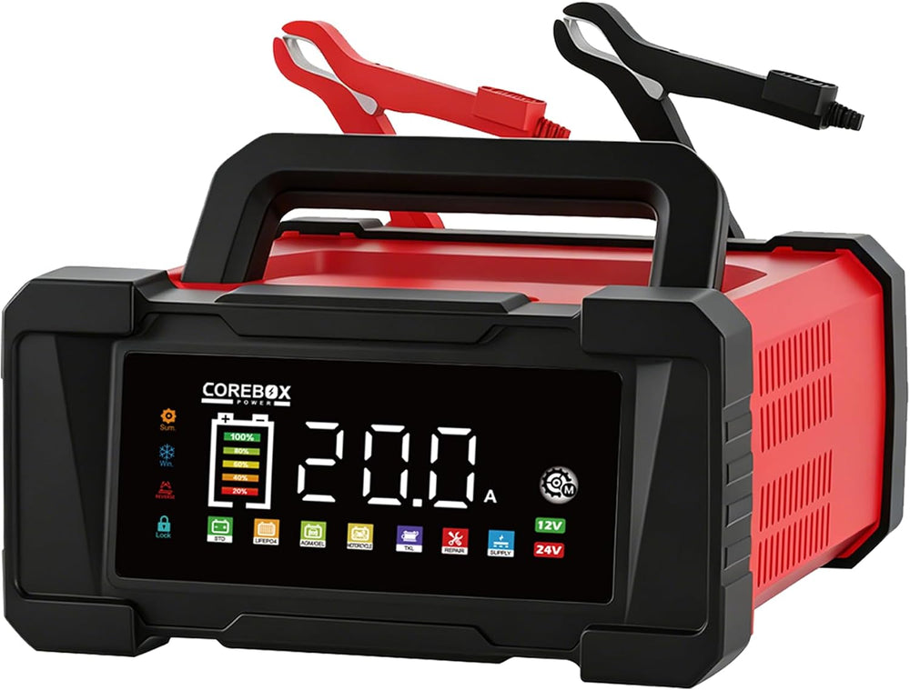 Battery Charger 20-Amp 12V/24V Smart Trickle Charger for Car - Battery Mainta...