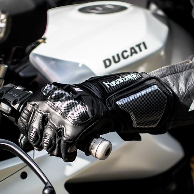 Harssidanzar Leather Motorcycle Gloves