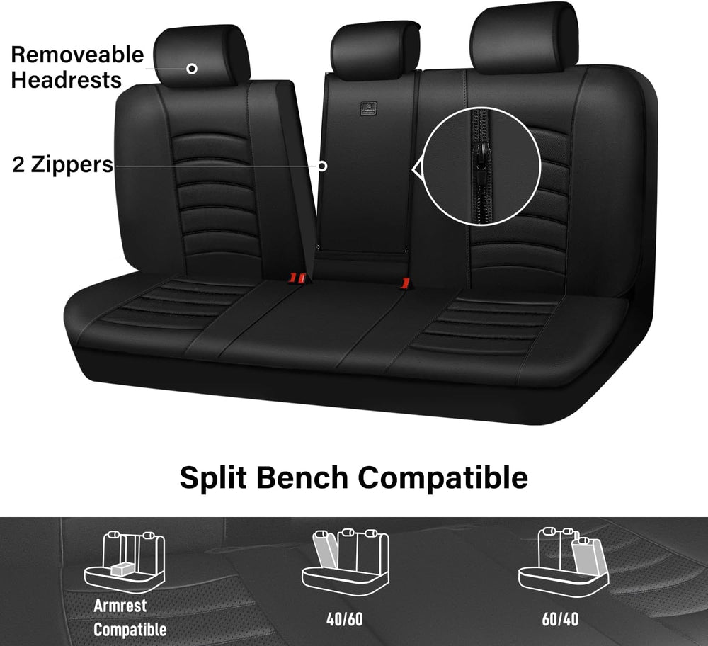 CAR PASS Leather Back Seat Cover, Universal Waterproof Bench Rear Seat Cover ...