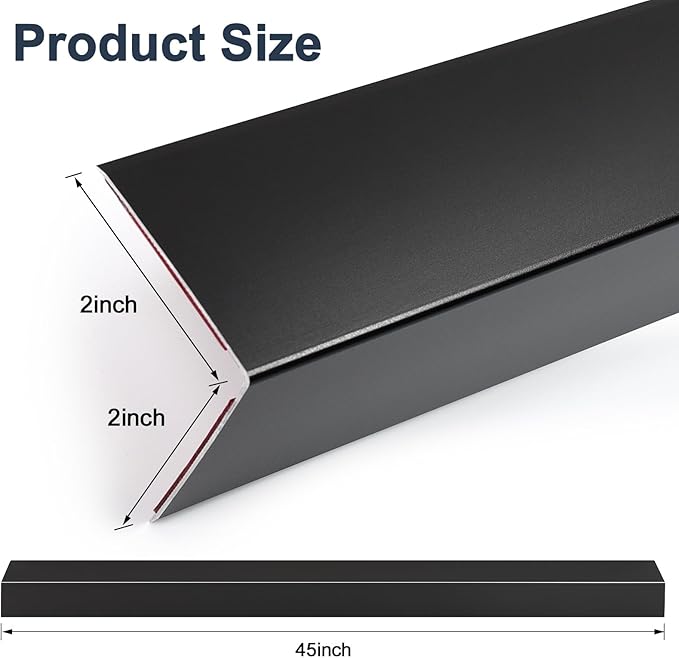 4PCS 45" Black Metal Corner Protectors, Aluminum Self Adhesive Corner Gu...