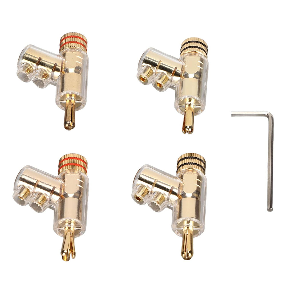 Acogedor 4Pcs Banana Plugs, BA1403 Angled Locking 24K Gold Plated
